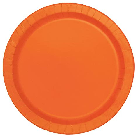 Trimming Shop Platos desechables redondos resistentes de 18 cm, color naranja calabaza, paquete de 8 unidades, vajilla de papel con temática de color para barbacoas, bodas, aniversarios, cumpleaños,