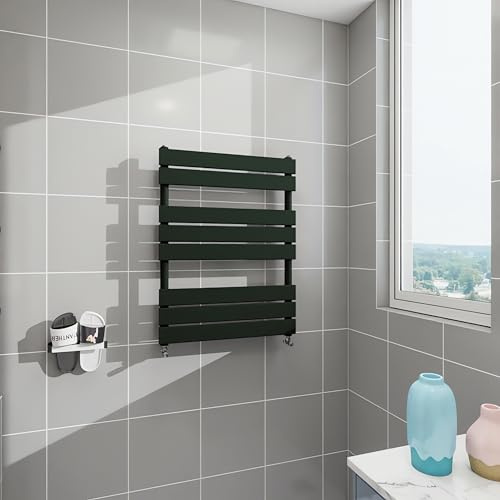 Morden Bathroom Flat Panel Heated Towel Rail Radiator,Wall Mounted Central Heating Ladder Rad 800X600mm Black