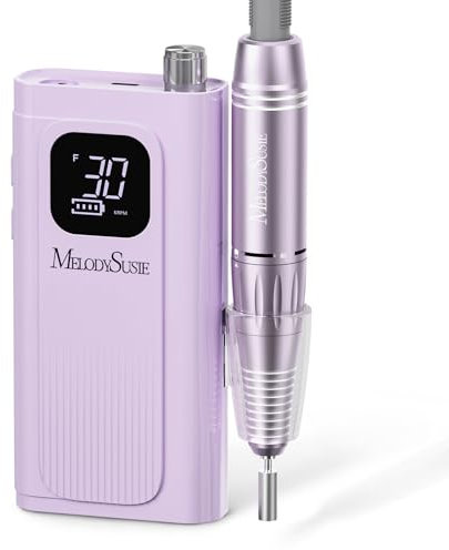 MelodySusie SC300F Professioneller Aufsteckbarer Nagelfräser, Wiederaufladbare Elektrische Nagelfeile 30000 U/min, mit LCD-Display, Verstellbarer Geschwindigkeit, für Acrylnägel Gelnägel, für Salon