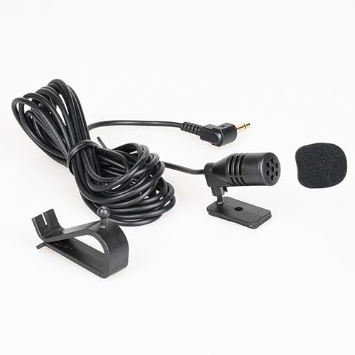 Microphone HD de 3,5 mm pour Kenwood, Sony, Boss, Corehan, Power Acoustik, JVC, Jensen, Alpine - Autoradio stéréo Bluetooth - DVD - GPS - Câble 3 m - Plug and Play
