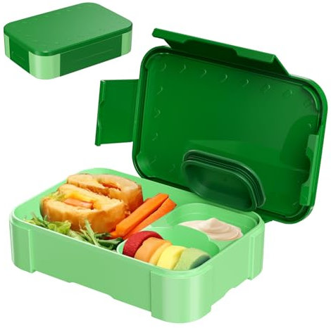 Zeripikfoasp Fiambrera 900ML, Lunch Box con Compartimentos Verde Bento Box Sin BPA, Fiambreras para Microondas y Lavavajillas Lonchera Hermetico para Escuela, Trabajo, Pícnic, Viajes