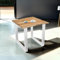 Bett11 Esstisch 90x90 cm naturfarben, Akazienholz massiv 26mm, U-Gestell weiß, Baumkantentisch aus Holz, Casa Massiva