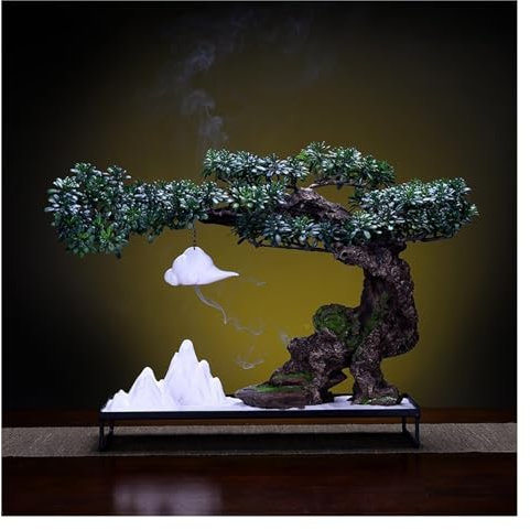 Faux Tree Artificial Tree Creative Podocarpus Form Baum Weihrauch Brenner Haushalt Hängende Aromatherapie Brenner Zen Ornamente Kunstpflanzen Innenräume (B)