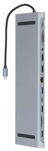 Fyearfly USB C DockingStation 12 in 1 USB C HUB Docking Station 100W PD with VGA 2 USB 3.0 Ethernet SD/TF Card Slot Gigabit Ethernet for Laptop