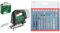 Bosch Cordless Jigsaw AdvancedSaw 18V-140 (Cutting Depth in Wood/Steel/Alu:140 mm/10mm/20mm; 3X Blades; Without Battery and Charger) + 10-Piece Set Jigsaw Blades Set (for Wood and Metal, Accessories)