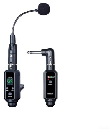 Getdoublerich Kabelloses Saxophon-Mikrofon, UHF-Sender und Empfänger, Verstärker-Mikrofon für Saxophon, Trompete (eins zu eins)