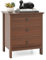 KOMFOTTEU Commode à 3 Tiroirs, Petit Meuble de Rangement en Bois, Armoire à Tiroirs élégante, pour Chambre, Salon, Bureau, Table d'Appoint, 56 x 45 x 66 cm (Couleur Noyer)