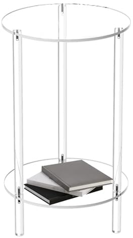 Acryl-Beistelltisch, kleines rundes Ende, klarer, moderner Ständer, leichtes Design, transparentes Akzentstück, Wohnzimmer, Schlafzimmer, Nachttisch, Sofa, Nachttisch, Dekoration