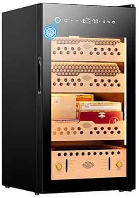 Lissontine Zigarren Humidor Elektrisch Spanischem Zedernholz, Intelligenter Humidor Schrank, Geräuscharm Und Energiesparend 70Lx400Counts