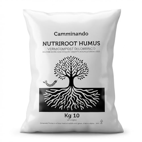 Camminando Farm - NutriRoot Humus di Lombrico Naturale | Concime Organico Biologico da Letame Maturo | Fertilizzante per Orto, Giardino e Piante in Sacco da 10kg | Prodotto Italiano