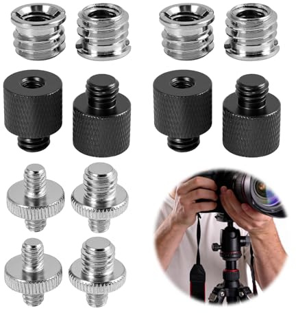 12PCS Adaptateur de vis de Micro Filetage, A-daptateur Filete En Aluminium Pour Trepied Et Camera, A-daptateur Photo Un Quart Vers Trois Huit Et Trois Huit Vers Un Quart Pour Accessoires Video Micro
