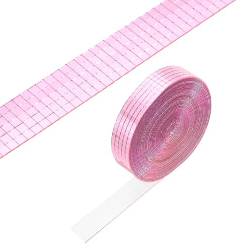 PATIKIL 5x5mm Selbstklebende Spiegel Mosaik Fliesen 8000 Stück Quadratische Mini Glas Mosaik Disco Fliesen Aufkleber Für DIY Bastel Disco Ball Party Deko Pink