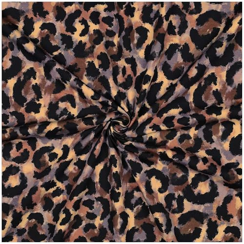 Jersey-Stoff Leopard 148 cm breit Baumwollstoff Jersey 1/2 Meterware Baumwolle Tierprint Leoprint Oeko-Tex