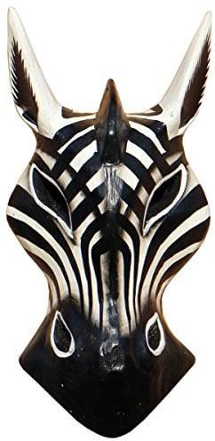 Schöne 20 cm Zebra Holz Maske Afrika Wandmaske Handarbeit Bali Maske75