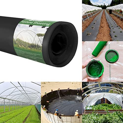 Elixir Gardens Black Heavy Duty Polythene Sheeting | various lengths (from 1m to 200m) & gauges (500 + 1000) available | 500g 125mu 1m x 10m