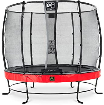 EXIT TOYS Elegant Premium Rundes Trampolin - Mit Deluxe Sicherheitsnetz - Extra Starker und Stabiler Rahmen - Lange Federn - Rostfrei - Einfache Montage - Luxuriöse Ausführung - ø253cm - Blau