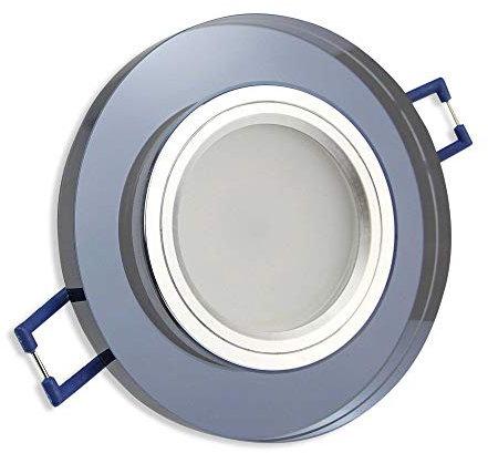 LED Einbaustrahler schwarz - rund 5 Watt warmweiß 230V dimmbar und super flach - Glas in schöner Optik - 75mm Bohrloch - Einbau-Spot Leuchte Strahler Panel