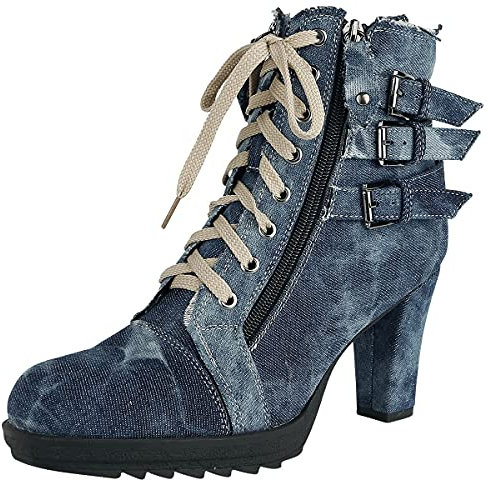 Rock Rebel by EMP Damen blaue High-Heels aus Jeans-Stoff im Used-Look EU38