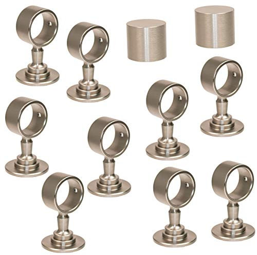 2 Endkappen und 9 Seilträger Nickel matt für 30mm Handlaufseil