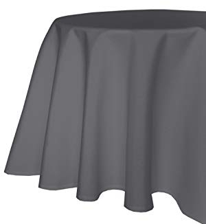 texpot Gartentischdecke 160 cm rund in Dunkelgrau mit Leinen Optik Lotuseffekt Fleckschutz Bügelfrei Tischdecke