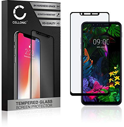 CELLONIC Displayschutzglas kompatibel mit LG G8s ThinQ (3D Case-friendly 9H 0.33mm Full Glue) Glas schwarz Displayschutz Schutzglas Tempered Glass