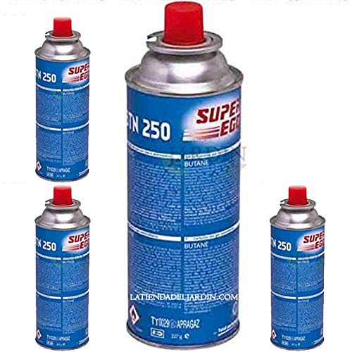 Suinga Pack 4 Cartucho de Gas Butano 220g para Hornillos Quemadores, Cartucho de Gas para Camping 250, Bombonas, azul