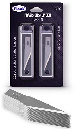 Filzada® 20 lame per Cutter di precisione - lame di taglierino di precisione/lame per bisturi modellismo/lame per knife - Lama extra affilata inclusa in una scatola di conservazione