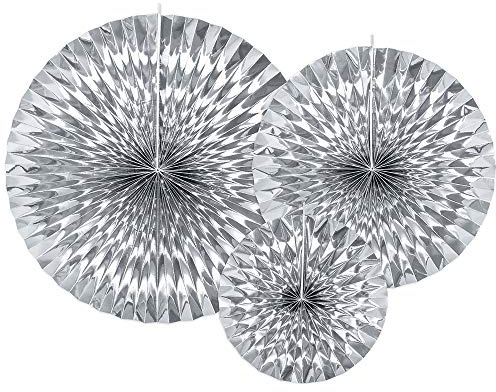 Dekorative Rosetten, 3 Stück, Silber, 23-40 cm, Papierrosetten RPK12-018M