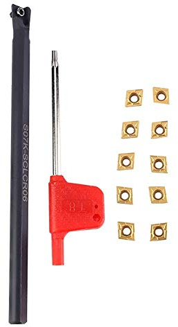 Akozon S10K-SCLCR06 Drehdrehwerkzeughalter und 10 Stück CCMT060204-HM YBC251 Einsätze und Schraubenschlüssel