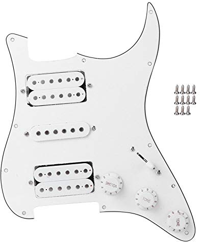 Loaded Pickguard, Humbucker für Strat E-Gitarren-Board, HSH Pickup, Prewired, Weiß, für professionelle Gitarristen, Konzerte, Studioaufnahmen, Heimübungen