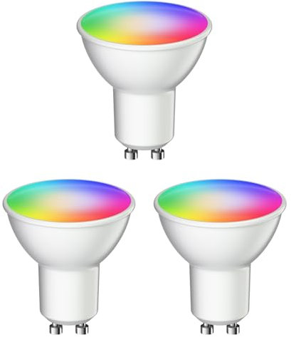 ledscom.de 3 Stück GU10 LED RGB Leuchtmittel, PAR16, warmweiß - kaltweiß (2900-6200 K), 5,5 W, 473lm, 103°, Smart Home, WLAN, Alexa, matt