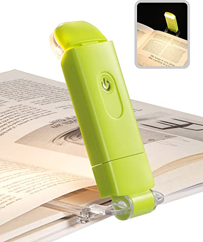 DEWENWILS Leselampe Buch Klemme, USB Wiederaufladbare Klemmleuchte für Lesen im Bett, 2 Helligkeitsstufen Leselicht, Warmweißes Buchlampe, Geschenk für Kinder und Bücherwürmer Grün
