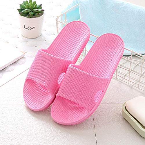 Hausschuhe Pantoletten Slipper Damen Herren Hausschuhe Boden rutschfest Home Hausschuhe Weiche Innen Paar Familienstreifen Flache Badezimmer Sandale Hausschuhe Frauen-Pink_39