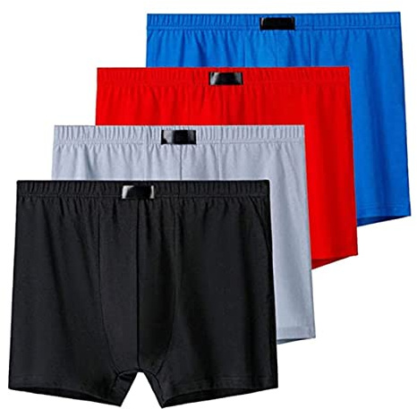 LAMZH Herren Boxer 4 Stück Sexy Herren Slips Unterhose Übergröße (X-L)-(10X-L) Komfortabel Herren Baumwolle Einfarbig Atmungsaktiv Slip Feuchtigkeitstransport Unterhose Boxer-Shorts