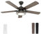 warmiplanet Deckenventilator mit Lichtern und Fernbedienung, 132,08 cm, Schwarz (5 Klingen)