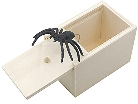 ZoneYan Streich Spinne, Spinnen Prank Box, Holz Spinne Scare Box, Scherzartikel, Prank Artikel, Überraschungsgeschenke für Kinder und Erwachsene