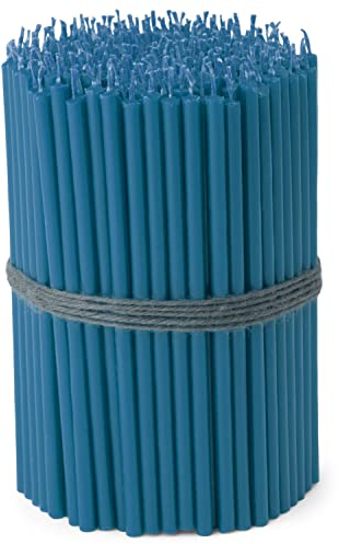 NKlaus - 250x Stabkerzen hellblau Tropf- Rußfrei dünn L 16cm Premium Paraffinwachs 36111