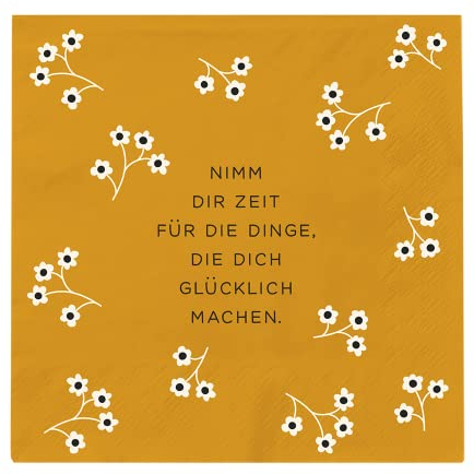 Grafik Werkstatt Servietten mit Spruch | 20 Stück | 12,5 x 12,5 cm | gelb | Nimm dir Zeit