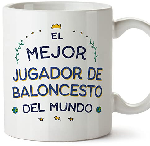 MUGFFINS Tazas para JUGADOR DE BALONCESTO hombre - En Español - Mejor del Mundo - 11 oz / 330 ml - Regalo original y divertido