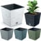 URBNLIVING Square Modern Grain Look Planter Low Flower Plant Pot Indoor Outdoor Garden Decor Contemporary XL (White)