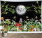 LB Wandteppich Grüne Pflanzen Wandtuch Roter Pilz Bunte Blumen Wandbehang Vollmond am Schwarzen Nachthimmel Tapisserie für Wohnzimmer Schlafzimmer Wohnheim Wanddeko,150x100cm