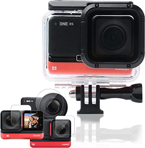 Boîtier étanche pour Insta360 One RS 4K Edition Coque Plongée Marine 360 Degrés Accessoires Caméra Boîtier étanche Super Protection Boîtier Plongée 60m avec 6PCS Trempées 2 Jeux D'accessoires Film
