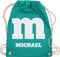 Turnbeutel Rucksack - Karneval Accessoire Fasching - M Kostüm mit anpassbarem Namen I M und M I M&M - Unisize - Türkis - personalisierte rucksäcke karneval- name bag jga faschings sportbeutel