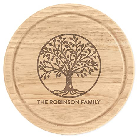 Personalised Tree of Life Family Tree Wooden Chopping Board Round 25cm Meat Serving BBQ Charcuterie Cheese Serving Christmas Custom
