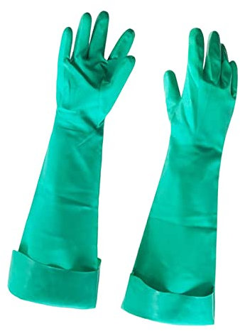 Milageto Lange Nitril-Handschuhe, wiederholbar, langlebig, industrielle Reinigungshandschuhe, verschleißfeste, wasserdichte Gummihandschuhe, 60 cm XL