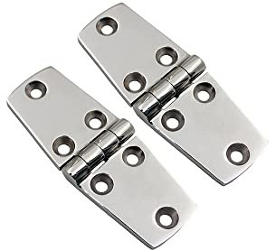 2Pcs Marine Boat Door Hinge Stainless Steel Hatch Boat Hinges Heavy Duty Marine Grade Stamp Strap Hinge Replacement Hardware for Deck Cabinet Lids Compartments (38 * 102mm)