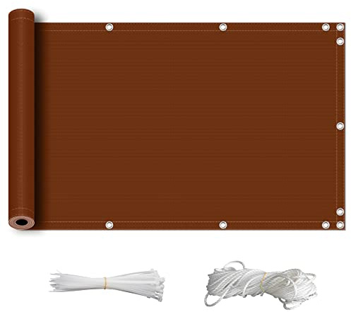 ZQXFZ Sichtschutz Zaun 60x150cm Balkon deko Oxford-Stoff Sichtschutz, SchattenküHlung, Uv-Schutz Unsichtbar Von Innen Oder AußEn Sichtschutzzaun -Rost Rot.