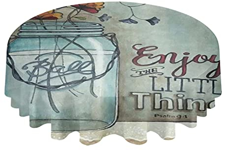 Gartentischdecke 152cm Vintage Blumenvase Im Retro-Stil Wachstischdecke Wasserdicht Party Tischdecken Glatt Tischtuch Für Garten Camping Outdoor