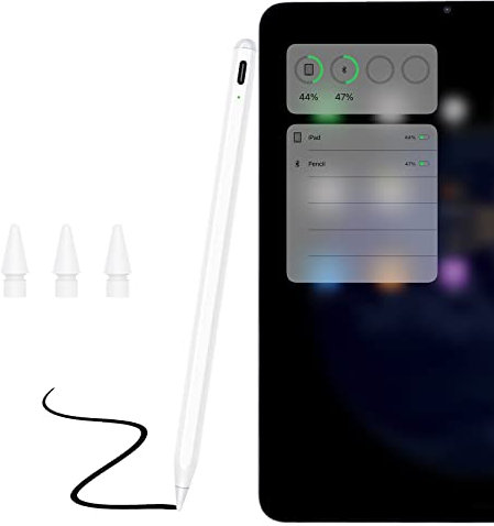 TiMOVO Stylus Pen for iPad Pencil with Palm Rejection & Tilt Sensitivity, Bluetooth Apple Pencil for iPad 10/9/8/7/6th Gen, iPad Pro 13/12.9/11, iPad Air 11&13 inch (M2) /6/5/4/3th, Mini 6/5, White