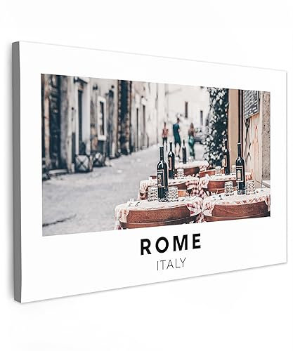 MuchoWow© Bilder 60x40 cm Wohnzimmer Deko Modern Wandbild Foto auf Leinwand Bild Schlafzimmer Room Decor Geschenke Rom - Italien - Restaurant